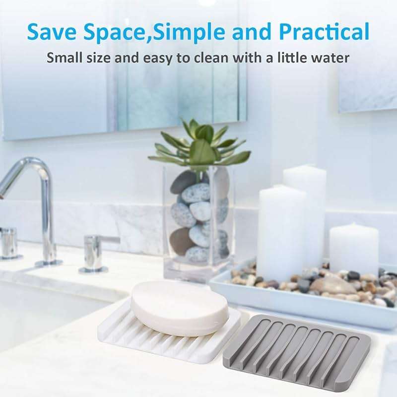 4PCS Self-Draining Silicone Bar Soap Dish and Holders for Shower | Easy Clean, Can Extend Soap Life, Premium Sponge Holder for Sink, Kitchen, Bathroom, or Counter, Soap Tray for Shower - Image 3