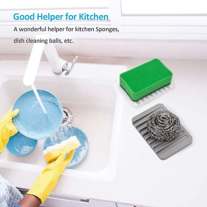 4PCS Self-Draining Silicone Bar Soap Dish and Holders for Shower | Easy Clean, Can Extend Soap Life, Premium Sponge Holder for Sink, Kitchen, Bathroom, or Counter, Soap Tray for Shower - Image 5