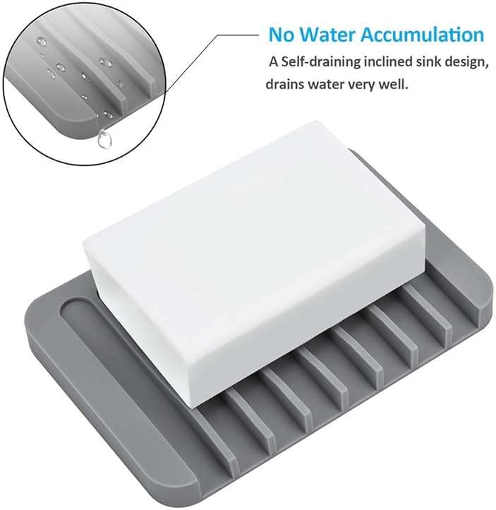 4PCS Self-Draining Silicone Bar Soap Dish and Holders for Shower | Easy Clean, Can Extend Soap Life, Premium Sponge Holder for Sink, Kitchen, Bathroom, or Counter, Soap Tray for Shower - Image 6