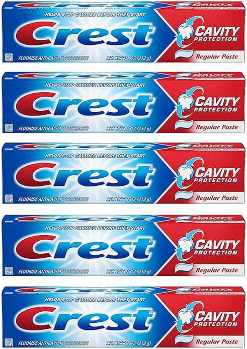 Crest Fluoride Anticavity Toothpaste, Prevents Cavities Before They Start, Regular Paste, 8.2 Ounce (Pack of 5) - Image 1