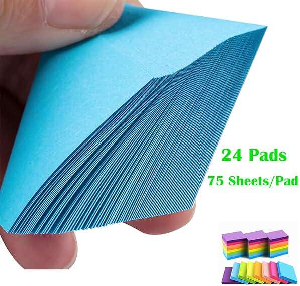 Mini Sticky Notes 1.5x2 Inches, Bright Colors Self-Stick Pads, 24 Pack, 75 Sheets/Pad,1800 Sheets - Image 4