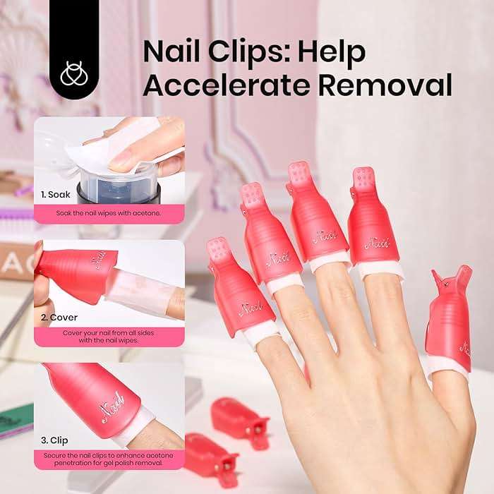 Beetles Gel Polish Remover Kit with 450 Pcs Lint Free Nail Wipes 10 Pcs Gel Polish Remover Clips Cuticle Oil Cuticle Pusher Nail File - Image 3
