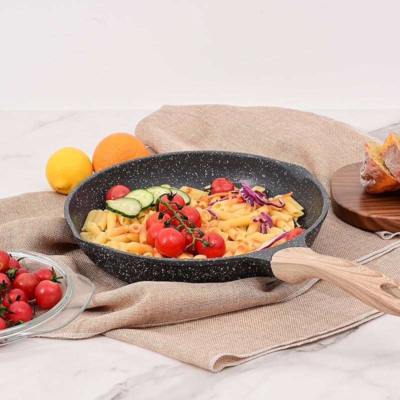 JEETEE 8 Inch Nonstick Frying Pan For Egg, Nonstick Omelette Skillet with Soft Touch Handle, All Stove Induction Compatible - Image 2