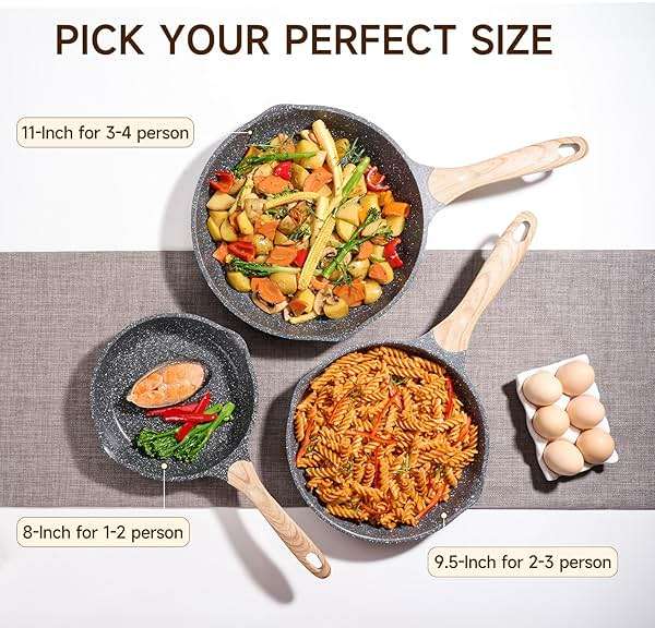 JEETEE 8 Inch Nonstick Frying Pan For Egg, Nonstick Omelette Skillet with Soft Touch Handle, All Stove Induction Compatible - Image 4