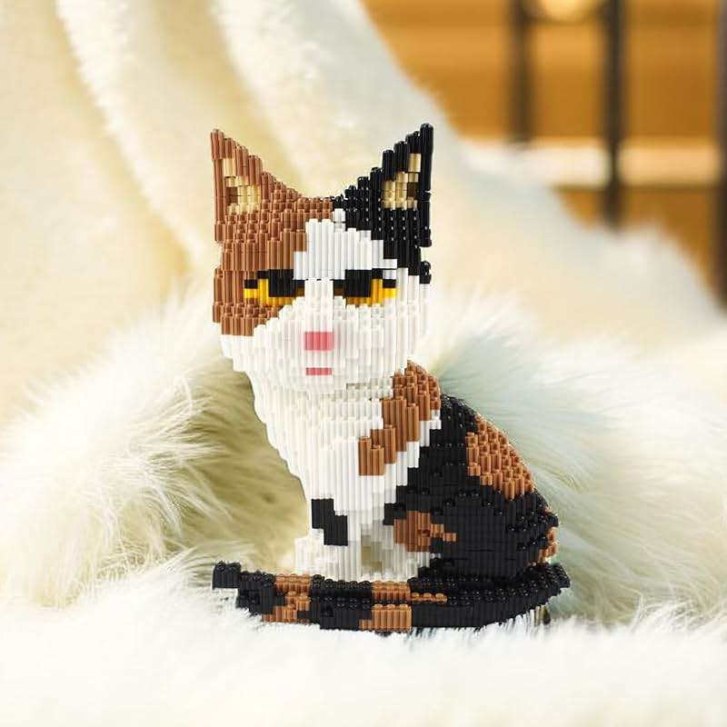 Larcele 4848 Pieces Calico Cat Micro Building Blocks Kit for Teens and Adults, Animal Mini Building Toy Bricks Set for Home or Office Decor KLJM-02 (Model 2842) - Image 2