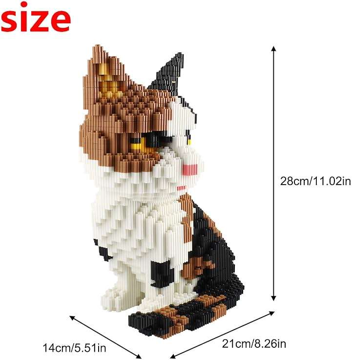 Larcele 4848 Pieces Calico Cat Micro Building Blocks Kit for Teens and Adults, Animal Mini Building Toy Bricks Set for Home or Office Decor KLJM-02 (Model 2842) - Image 3
