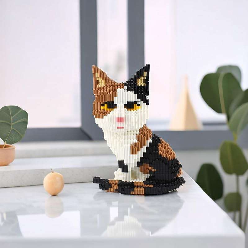 Larcele 4848 Pieces Calico Cat Micro Building Blocks Kit for Teens and Adults, Animal Mini Building Toy Bricks Set for Home or Office Decor KLJM-02 (Model 2842) - Image 6