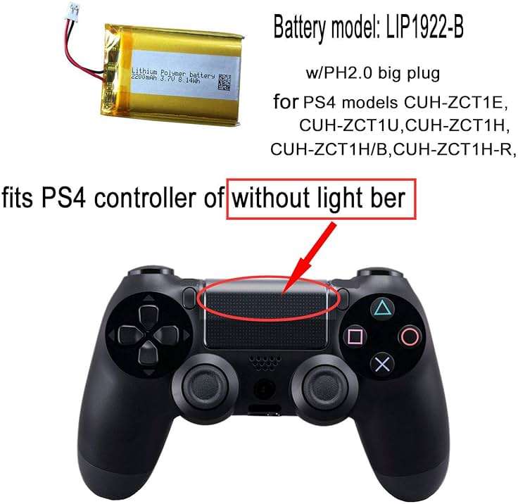 AOLIKES PS4 Controller Battery 3.7v 2200mAh Replacement for Sony PlayStation 4 DualShock 4 Wireless Controller CUH-ZCT1E CUH-ZCT2E CUH-ZCT1U CUH-ZCT2U Battery fits PS4 All Version Controller - Image 2