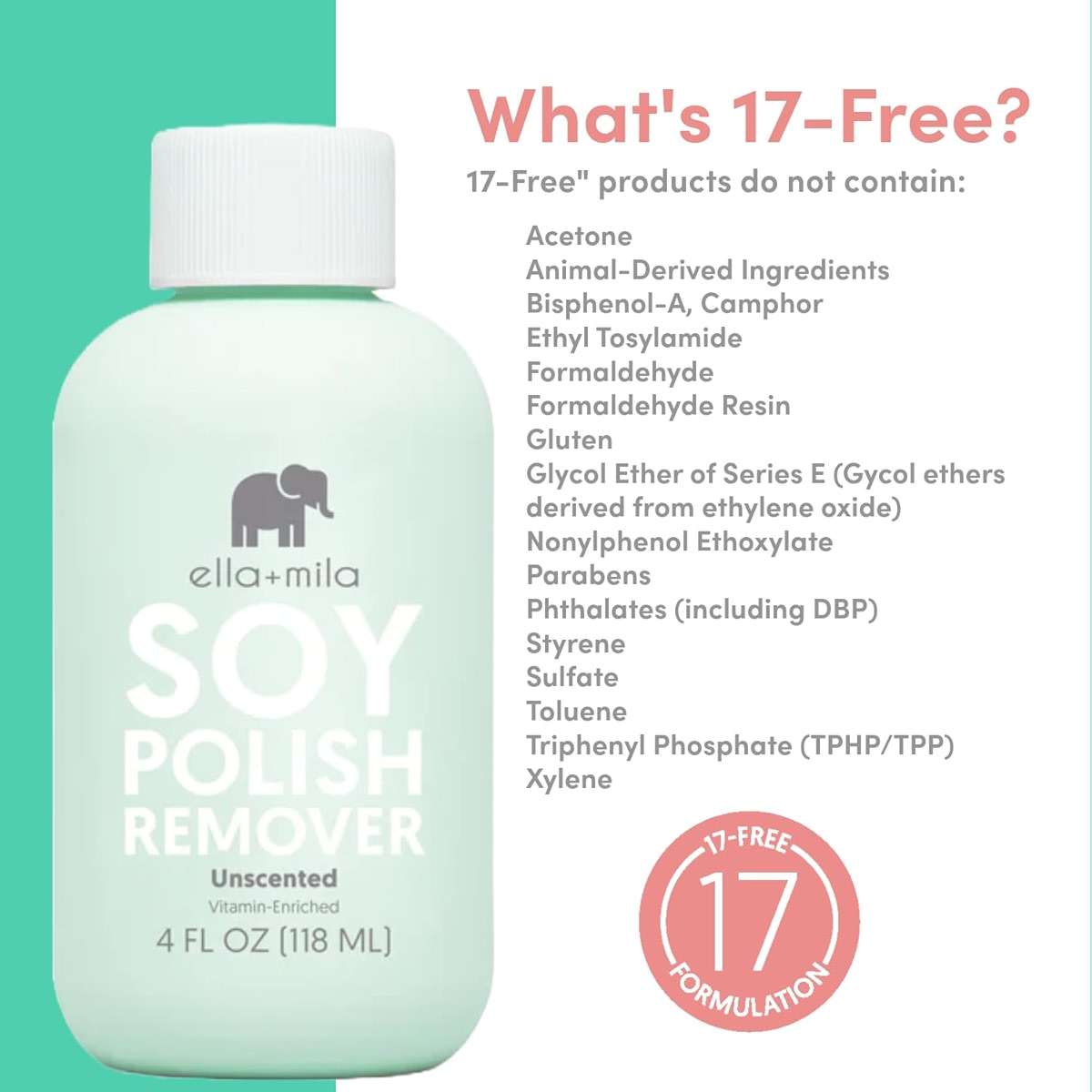 ella+mila Soy Nail Polish Remover – Unscented, Non-Acetone, Non-Toxic Fingernail Polish Remover for Natural Nails – Gentle, Vegan Formula Enriched with Vitamins A, C & E (4 fl oz) - Image 5