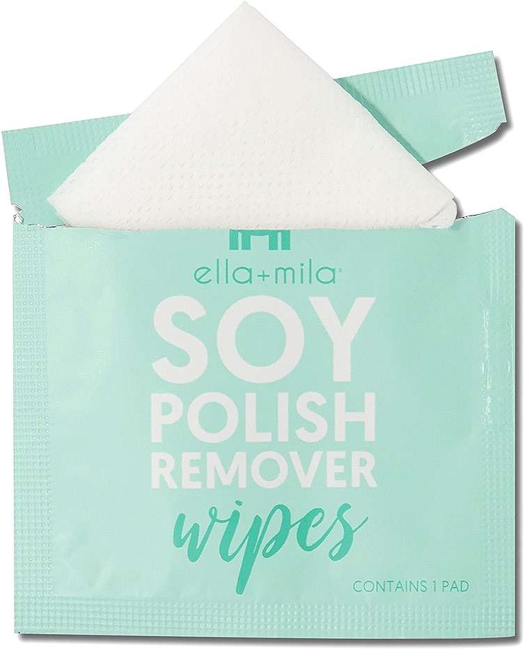 ella+mila Soy Nail Polish Remover Wipes - Non-Acetone, Non-Toxic Fingernail Polish Remover Pads - Travel Size, Individually Wrapped, Lint Free - Enriched with Vitamins (12 Pack) - Image 3