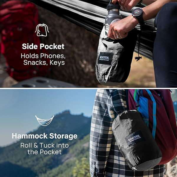 Kootek Camping Hammock, Portable Hammocks with Tree Straps & Attached Carry Bag, Camping Essentials Gear, Perfect for Outside Indoor Hiking Beach Backpack Travel - Image 4