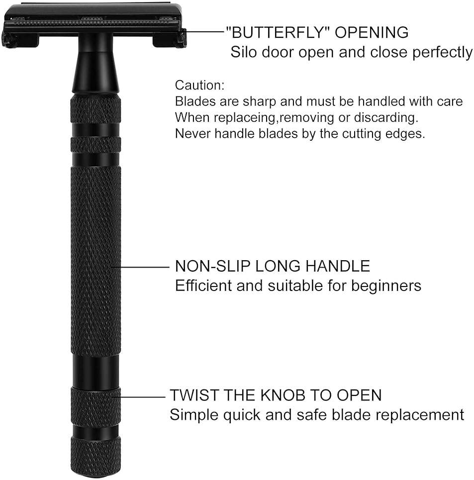 Amazing Razor Shaving Kit - Black Men's Shaving & Grooming Set - Safety Razor, Brush, Stand, Soap Bowl, Stainless Blades - Image 5