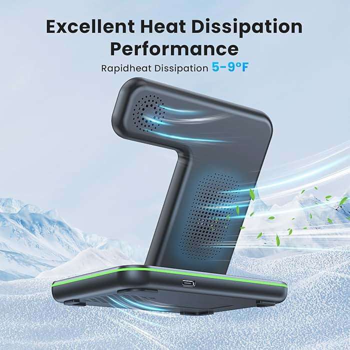 WAITIEE Foldable Wireless Charger for iPhone 17 16 15 14 13 12 11 X 8, 3 in 1 Charging Station for Apple Watch & for AirPods (Black) - Image 5