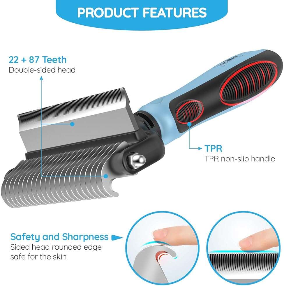 Dog Brush and Cat Brush – 2 Sided Pet Grooming Tool for Deshedding, Mats & Tangles Removing – No More Nasty Shedding and Flying Hair - Image 2