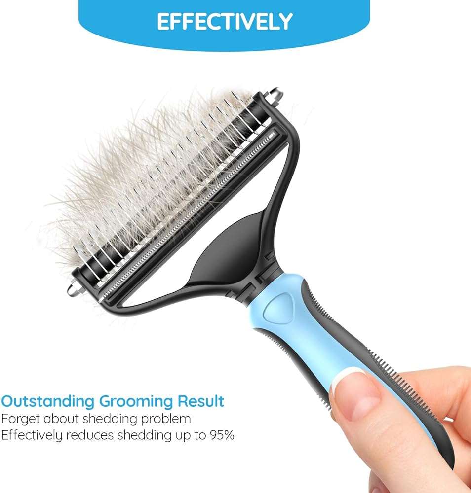 Dog Brush and Cat Brush – 2 Sided Pet Grooming Tool for Deshedding, Mats & Tangles Removing – No More Nasty Shedding and Flying Hair - Image 4