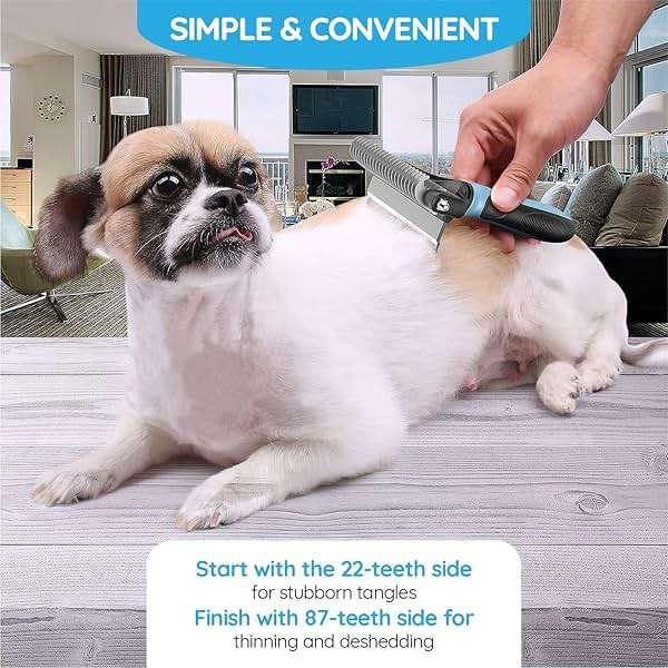 Dog Brush and Cat Brush – 2 Sided Pet Grooming Tool for Deshedding, Mats & Tangles Removing – No More Nasty Shedding and Flying Hair - Image 5