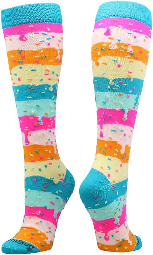 Rainbow Sprinkle Over the Calf Sports Socks – Fun & Colorful Athletic Socks for Girls, Boys, Women & Youth - Image 1
