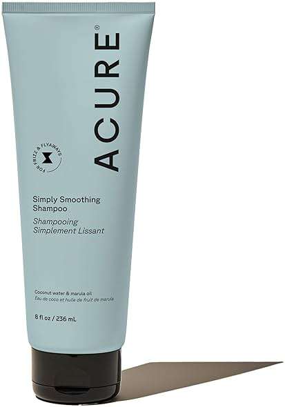 Acure Simply Smoothing Shampoo - Hydrating Anti Frizz Shampoo for Women & Men, Moisturize & Soften Frizzy, Dry, Damaged Hair & Scalp w/ Coconut Water, Vegan, Paraben Free, Sulfate Free - 8 fl oz - Image 1