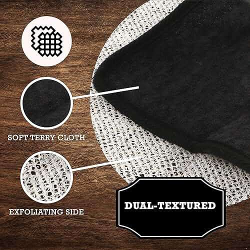 The Rustic Man Terry Wash Cloths for Face and Body, Dual-Sided Cleansing and Exfoliating Washcloths, Machine Wash, Black, 3 Count - Image 5