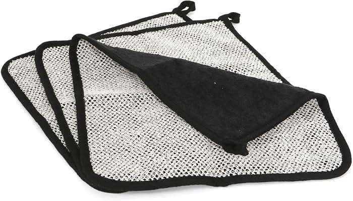 The Rustic Man Terry Wash Cloths for Face and Body, Dual-Sided Cleansing and Exfoliating Washcloths, Machine Wash, Black, 3 Count - Image 9