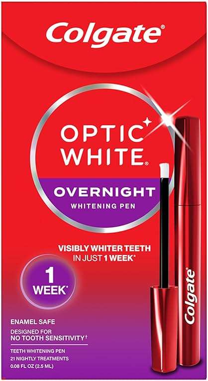 Colgate Optic White Overnight Teeth Whitening Pen, Teeth Stain Remover, Removes Years of Stains in Just 1 Week, Enamel Safe, Designed for No Tooth Sensitivity, 0.08 OZ - Image 1
