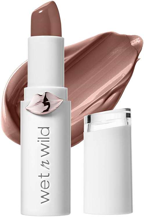 wet n wild Mega Last High-Shine Lipstick Lip Color, Infused with Seed Oils For a Nourishing High-Shine, Buildable & Blendable Creamy Color, Cruelty-Free & Vegan - Clothes Off - Image 1