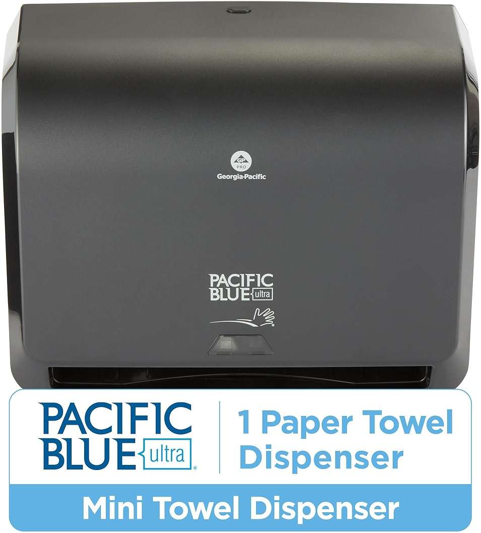 Georgia-Pacific Pacific Blue Ultra 9" Mini Automatic Paper Towel Dispenser by GP PRO (Georgia-Pacific), Black, 54518, 14.1" W x 6.5" D x 11.1" H - New Version - Image 2