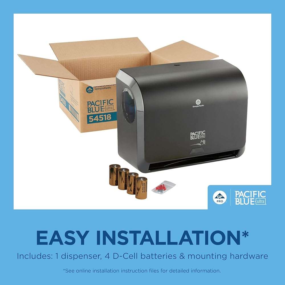 Georgia-Pacific Pacific Blue Ultra 9" Mini Automatic Paper Towel Dispenser by GP PRO (Georgia-Pacific), Black, 54518, 14.1" W x 6.5" D x 11.1" H - New Version - Image 10