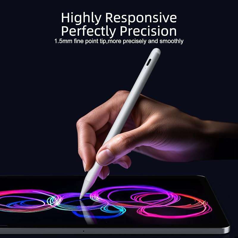 Stylus Pen for iPad 6th-11th Generation-2X Fast Charge Active Pencil Compatible with 2018-2025 Apple iPad Pro 11"/12.9"/M4, iPad Air 3/4/5/M2/M3,iPad mini 5/6 Gen-White - Image 2