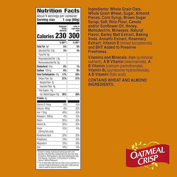 Oatmeal Crisp Heart Healthy Cereal, High Fiber Cereal Made with Whole Grain, 19.7 oz - Image 2