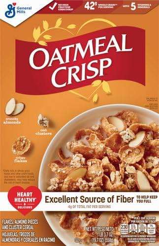 Oatmeal Crisp Heart Healthy Cereal, High Fiber Cereal Made with Whole Grain, 19.7 oz - Image 4