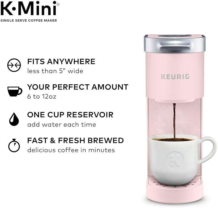 Keurig K-Mini Single Serve K-Cup Pod Coffee Maker, 6 to 12oz Brew size, with Cord Storage, Perfect for Small Spaces, Dusty Rose - Image 4