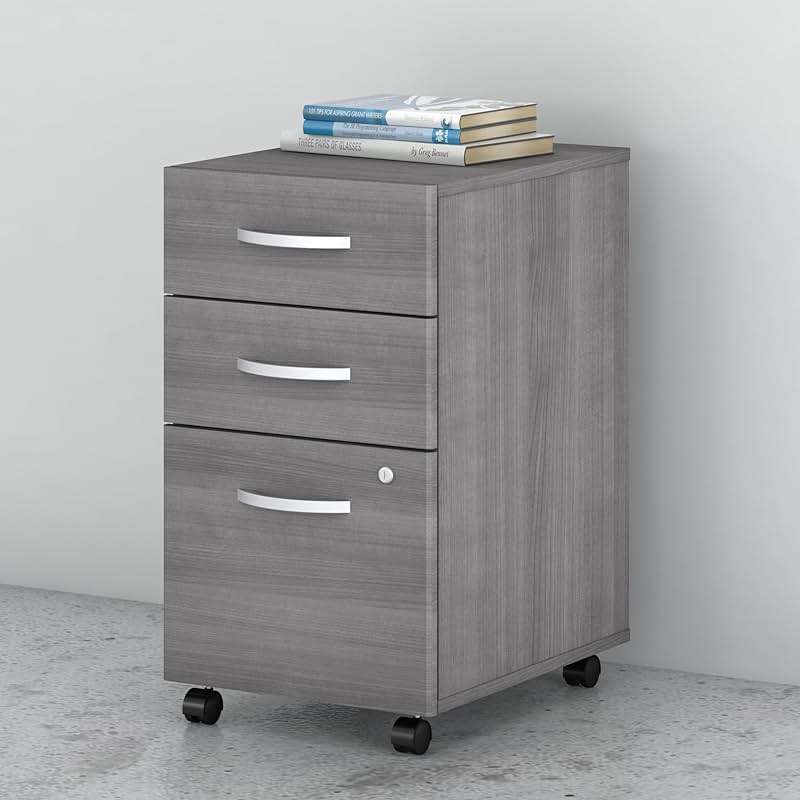 Bush Business Furniture Studio C 3 Drawer Mobile File Cabinet in Platinum Gray | Assembled Office Storage Unit for Home or Commercial Spaces - Image 2