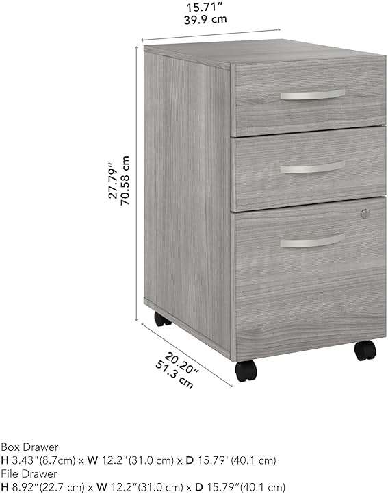 Bush Business Furniture Studio C 3 Drawer Mobile File Cabinet in Platinum Gray | Assembled Office Storage Unit for Home or Commercial Spaces - Image 3