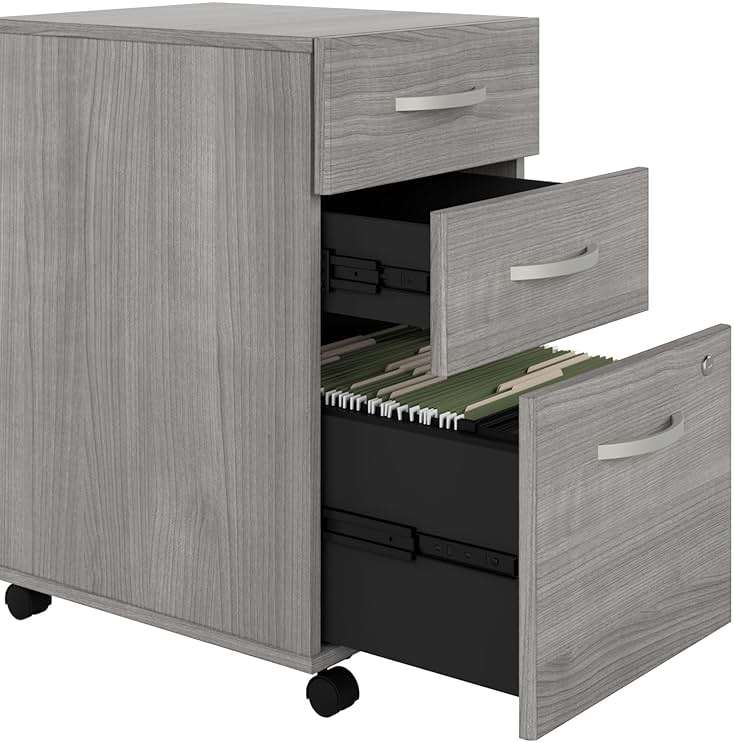 Bush Business Furniture Studio C 3 Drawer Mobile File Cabinet in Platinum Gray | Assembled Office Storage Unit for Home or Commercial Spaces - Image 7