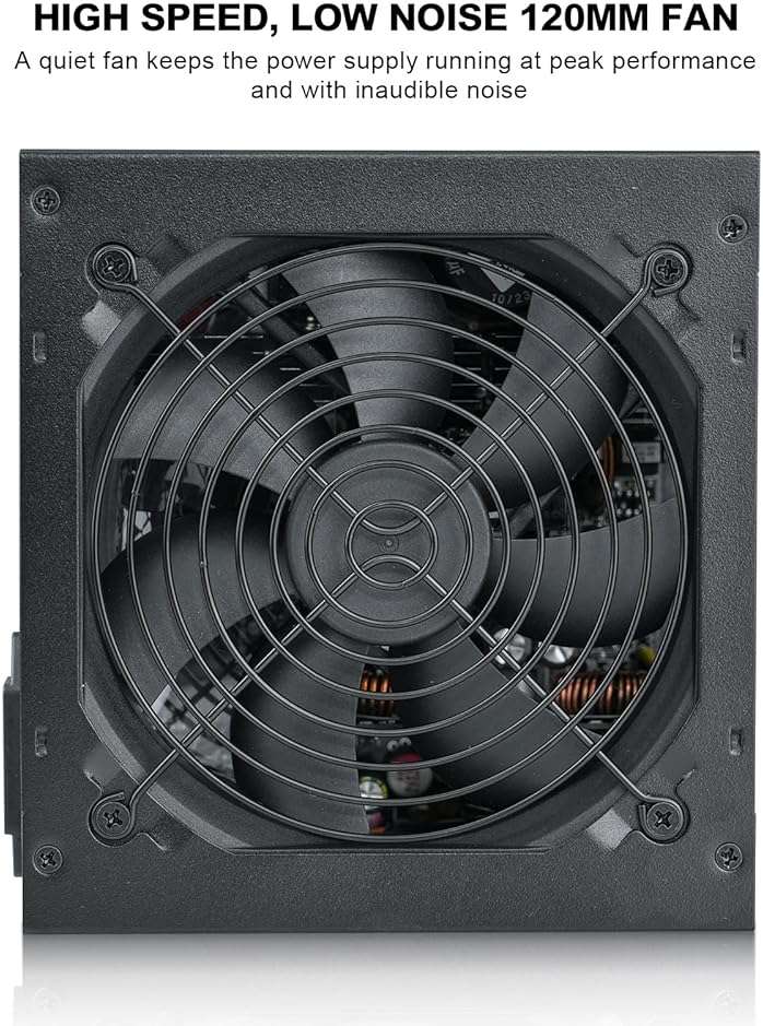 Segotep 650W 80 Plus Gold Certified Non-Modular ATX Power Supply with 6+2 Pin Connectors PFC Protection and RoHS Compliance, 120mm Silent Fan Gaming PSU GN-650 Black - Image 7