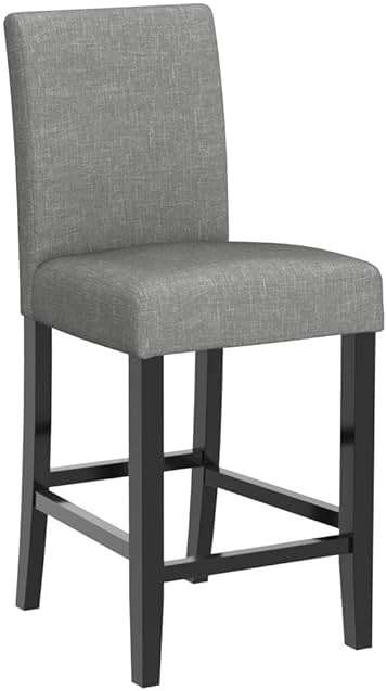 LSSPAID Bar Stools Set of 2, 24.8 Inch Upholstered Fabric Counter Height Stools, Modern Kitchen Island Wood Bar Chairs Barstools with Backrest and Solid Wood Legs, Grey - Image 4