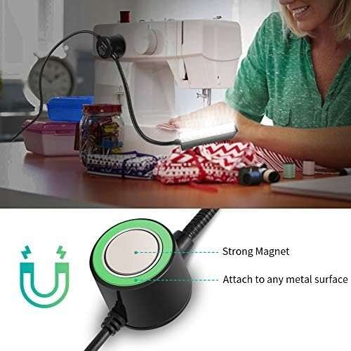eecoo Sewing Machine Light, 30LED Flexible Gooseneck Arm Work Light with Magnetic Mounting Base, Multifunctional LED Light for Reading Workbench Lathe Drill Press Gray and car Repair - Image 2