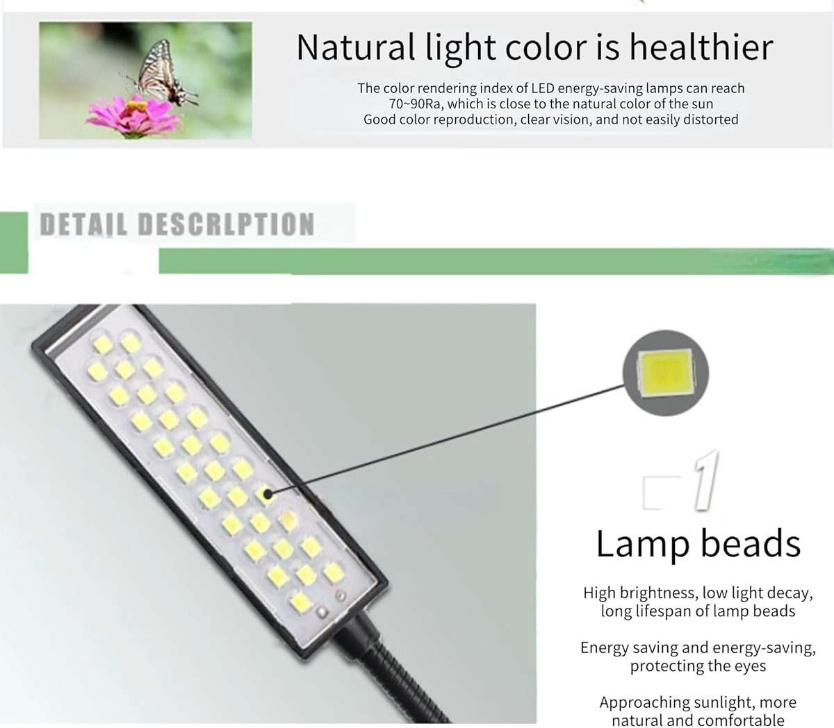 eecoo Sewing Machine Light, 30LED Flexible Gooseneck Arm Work Light with Magnetic Mounting Base, Multifunctional LED Light for Reading Workbench Lathe Drill Press Gray and car Repair - Image 4