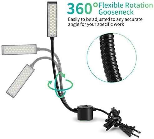 eecoo Sewing Machine Light, 30LED Flexible Gooseneck Arm Work Light with Magnetic Mounting Base, Multifunctional LED Light for Reading Workbench Lathe Drill Press Gray and car Repair - Image 5