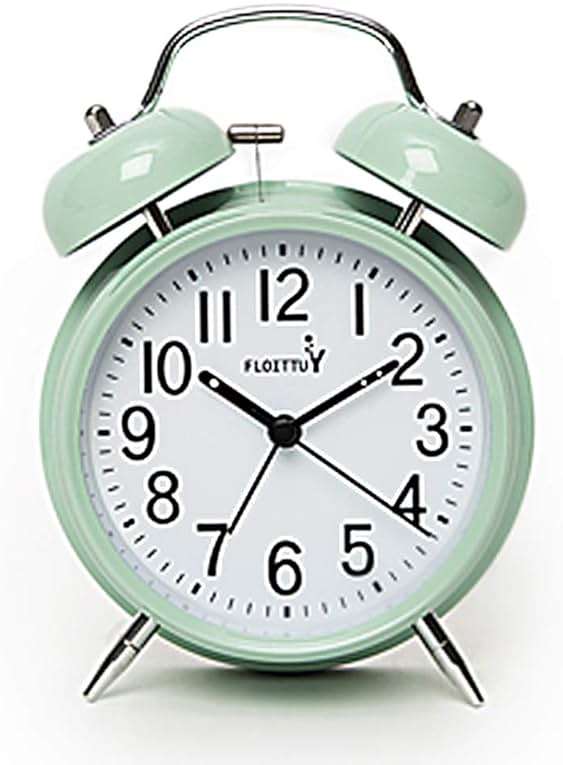FLOITTUY Loud Alarm for Deep Sleepers 4'' Twin Bell Alarm Clock with Backlight for Bedroom and Home Decoration(Green) - Image 1