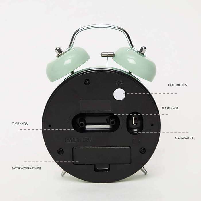 FLOITTUY Loud Alarm for Deep Sleepers 4'' Twin Bell Alarm Clock with Backlight for Bedroom and Home Decoration(Green) - Image 7