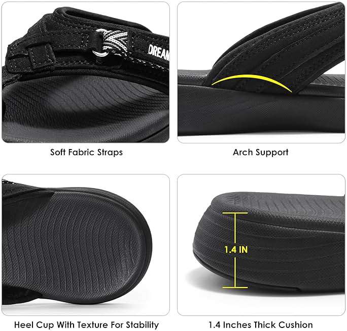 DREAM PAIRS Women's Arch Support Flip Flops Comfortable Thong Sandals - Image 4