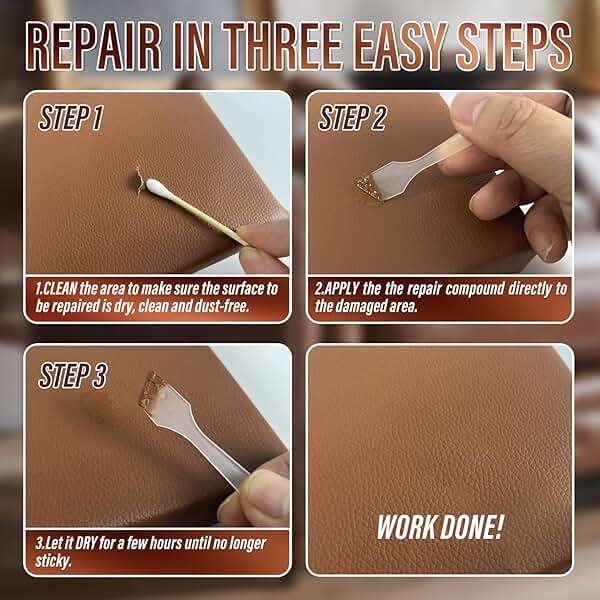 Brown Leather Repair Kit for Furniture, Couch & Car Seats – Match Different Shades of Brown, Fix Tears, Cracks, Scratches & Holes on Leather & Vinyl - Image 4