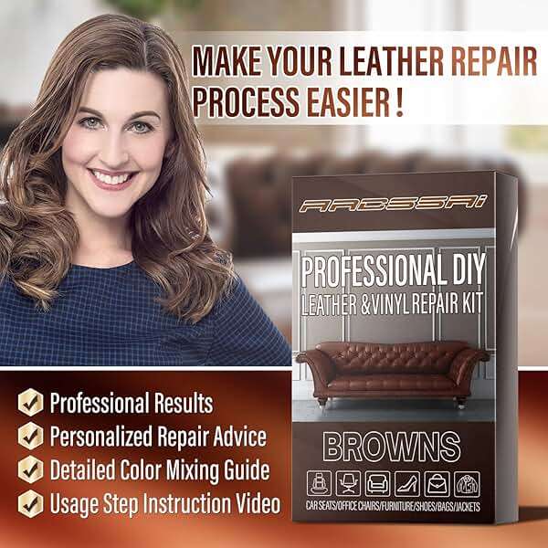 Brown Leather Repair Kit for Furniture, Couch & Car Seats – Match Different Shades of Brown, Fix Tears, Cracks, Scratches & Holes on Leather & Vinyl - Image 6