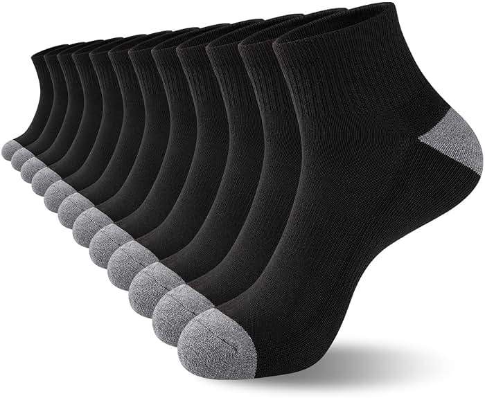 COOVAN 12 Pairs Mens Cushion Ankle Socks Men 12 Pack Low Cut Comfort Breathable Casual Socks - Image 1