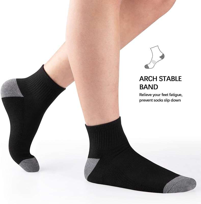 COOVAN 12 Pairs Mens Cushion Ankle Socks Men 12 Pack Low Cut Comfort Breathable Casual Socks - Image 3