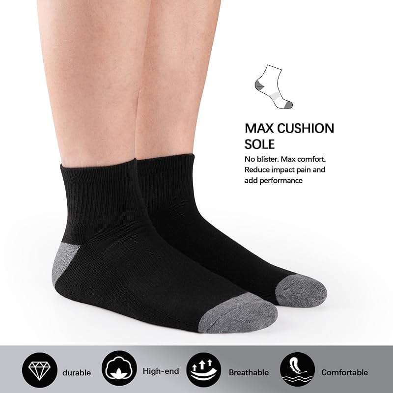 COOVAN 12 Pairs Mens Cushion Ankle Socks Men 12 Pack Low Cut Comfort Breathable Casual Socks - Image 4