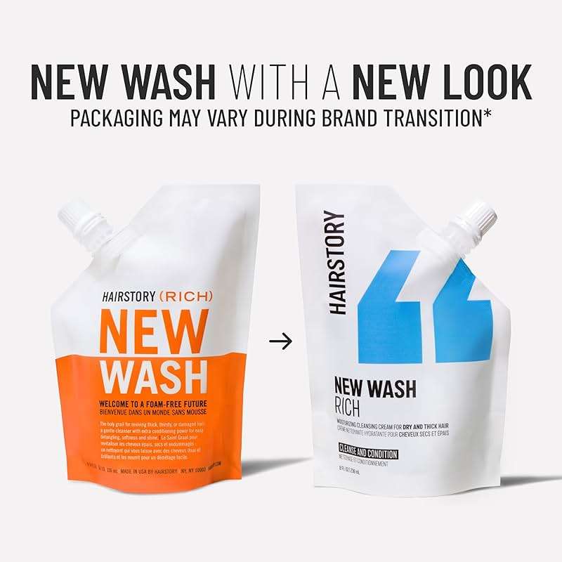 Hairstory New Wash Rich – Detergent Free Shampoo for Thick Curly Coarse Hair, Sulfate Free Deep Moisture Cleansing Cream, Shampoo and Conditioner Alternative, 8 Fl Oz Refill Pouch - Image 8