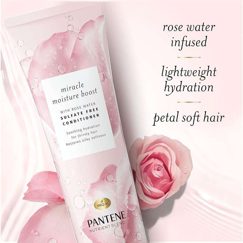 Pantene Nutrient Blends Miracle Moisture Boost Rose Water Conditioner for Dry Hair, Sulfate Free, 8 Fl Oz - Image 5